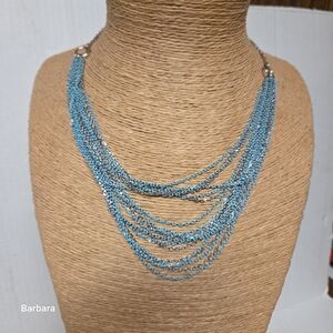 Vintage 90s Kenneth Cole Turquoise & Silver-tone Multi-chain Necklace